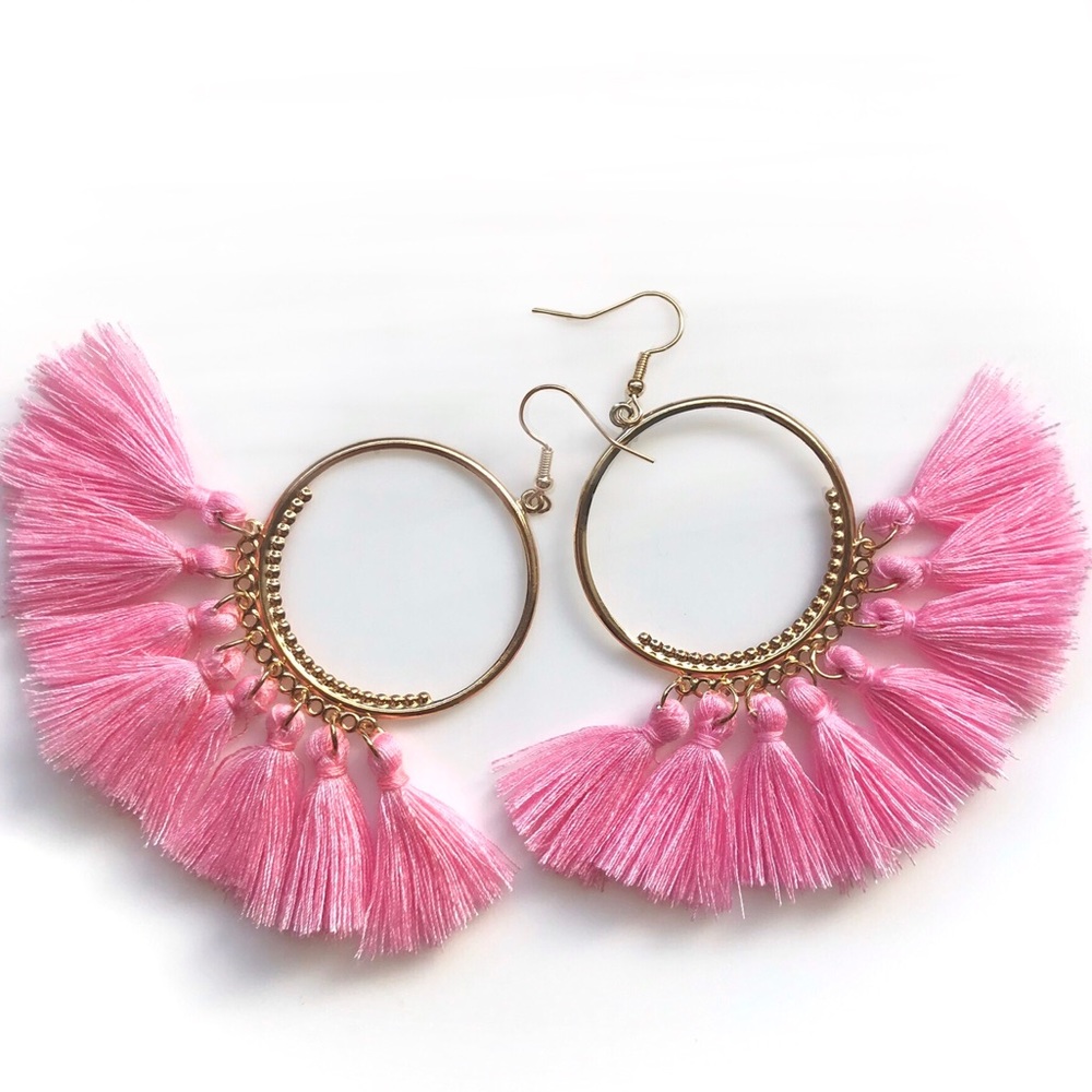“Arriba!” Tassel Fringe Boho Party Hoop Earrings - Picture 15 of 16